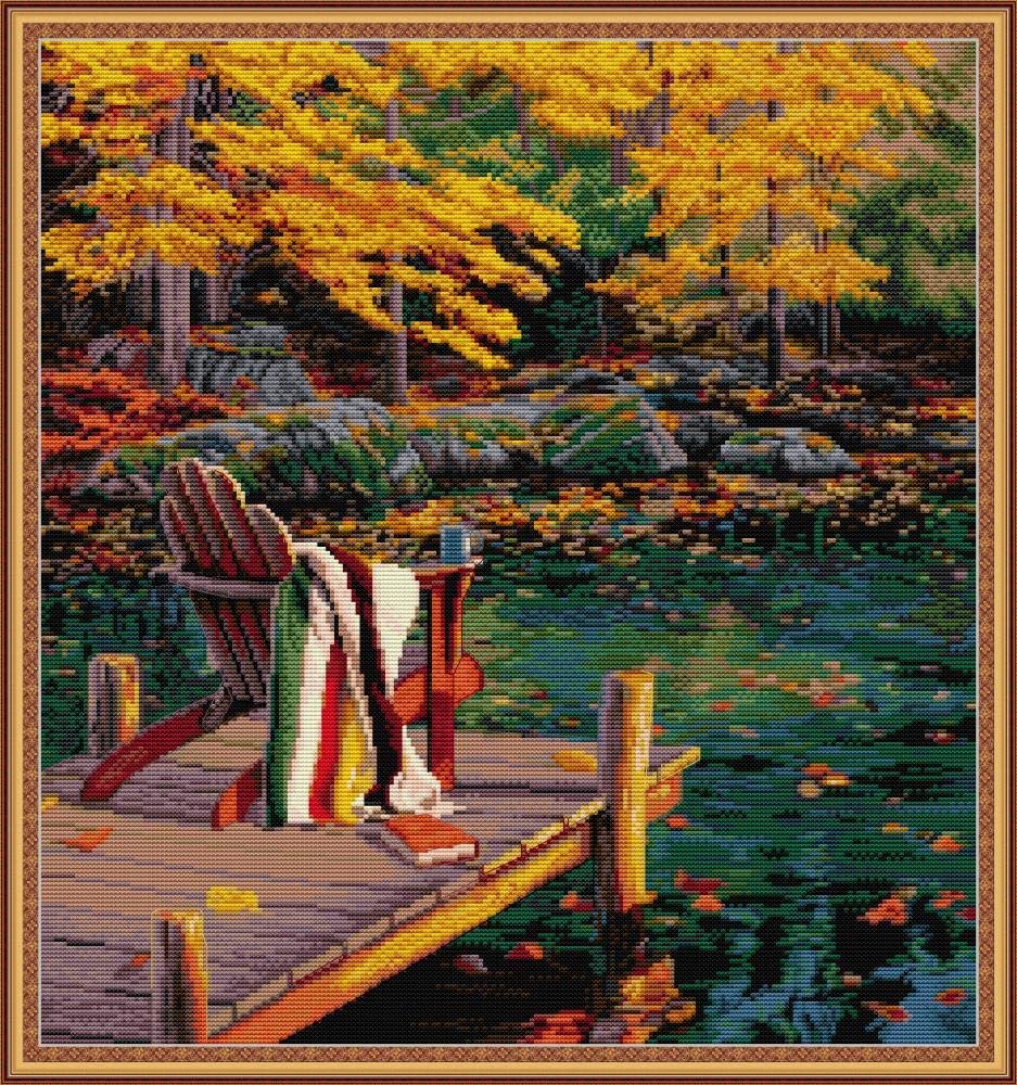 Counted Cross Stitch Kit Near the lake DIY Modern Cross Stitch Kit Hand fashion Embroidery kit Unprinted canvas