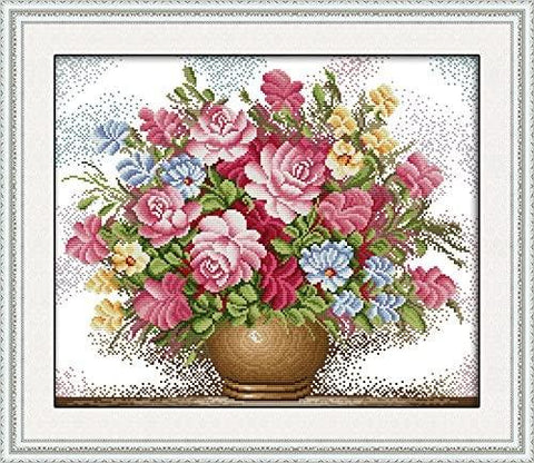 Stamped Cross Stitch Kits - Pink Roses 23×20"